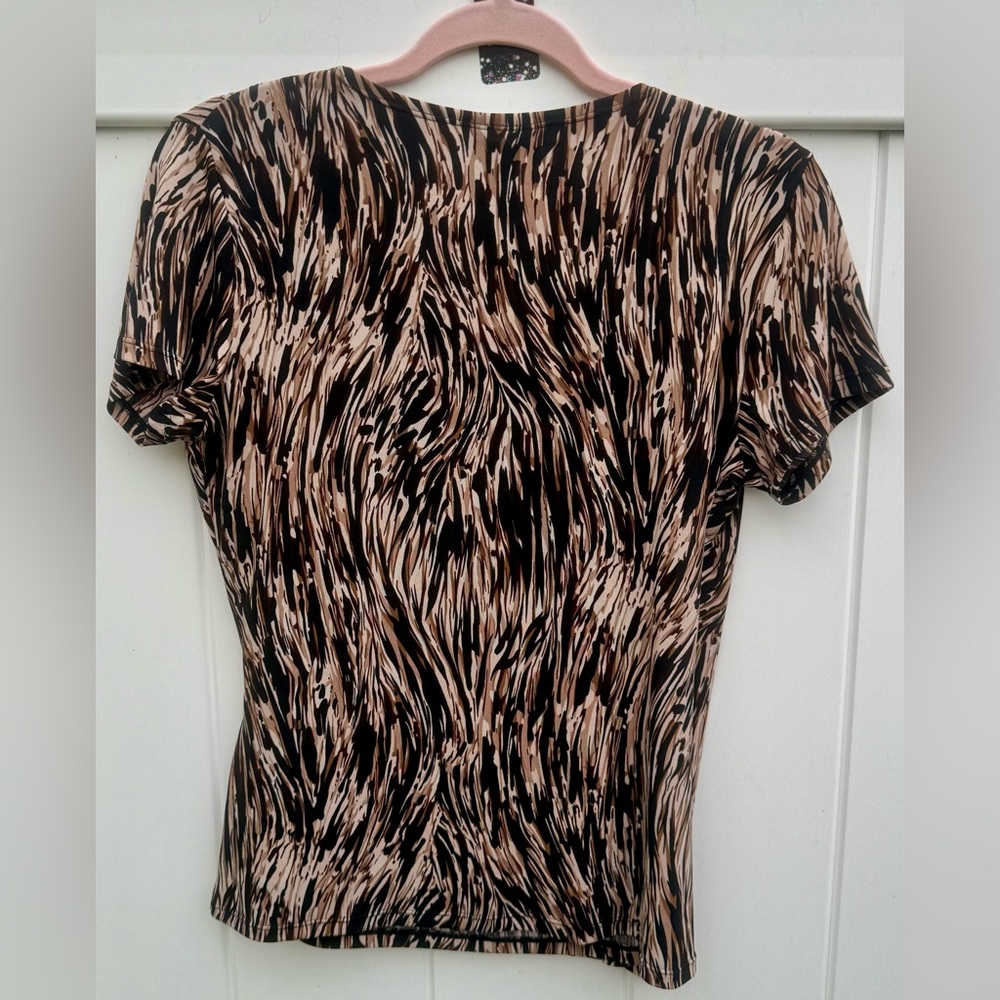 Bay Studio Career Animal Print Blouse With Built In Tank, Size Petite Medium - Picture 3 of 6